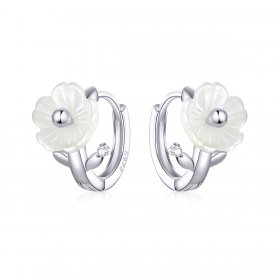 Pandora Style Silver Hoop Earrings, Pure Flowers - BSE321