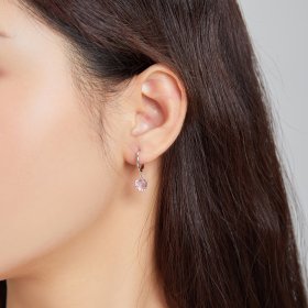 Pandora Style Silver Dangle Earrings, Cz - SCE1020-PK