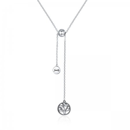 Silver Family Tree and Home Necklace - PANDORA Style - SCN106