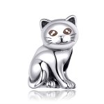 Silver Cute Cat Charm - PANDORA Style - SCC1305