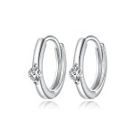 Pandora Style Silver Hoop Earrings, Shining Diamond - SCE1050-A