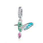 Pandora Style Silver Dangle Charm, Kingfisher, Multicolor Enamel - SCC991