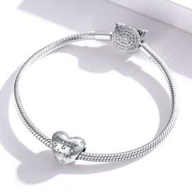 Pandora Style Silver Charm, Shining Heart - SCC1735