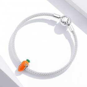 Pandora Style Silver Charm, Cute Carrot, Multicolor Enamel - SCC1591