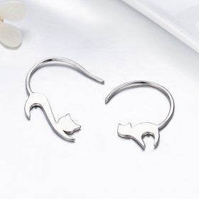 Silver Naughty Kitten Stud Earrings - PANDORA Style - SCE073