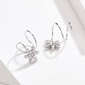 Silver Snowflake Hanging Earrings - PANDORA Style - SCE651
