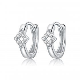 Pandora Style Silver Hoop Earrings, Shining Diamond - SCE1048