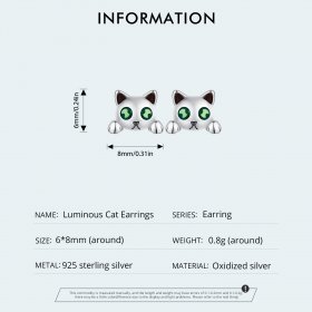 Pandora Style Cat Glow-In-The-Dark Studs Earrings - SCE1643
