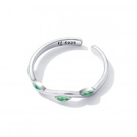 PANDORA Style Green Leaves Open Ring - SCR808