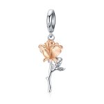 Pandora Style Tri-tone Bangle Charm, Bicolor Lover Rose Two Color Flowers - BSC145