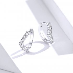 Pandora Style Silver Hoop Earrings, Geometry - SCE844