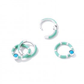 PANDORA Style Turquoise Double Circle Hoop Earrings - SCE1405