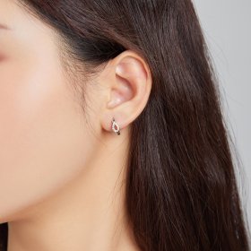 Pandora Style Silver Hoop Earrings, Shining Drops - SCE1046