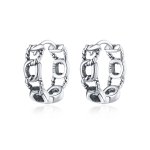 Pandora Style Silver Hoop Earrings, Simple Chain - SCE960
