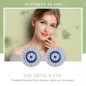 Silver Devil's Eye Stud Earrings - PANDORA Style - SCE148