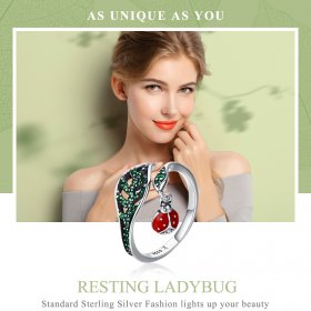 Silver Resting Ladybug Ring - PANDORA Style - SCR310