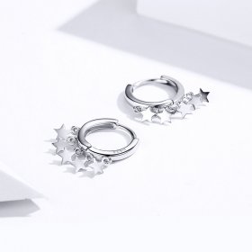 Silver Stars Tassel Hoop Earrings - PANDORA Style - SCE684