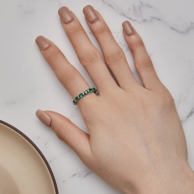 Pandora Style Full Pave Green Spinel Ring - BSR432