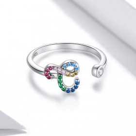 PANDORA Style Colorful Letter-C Open Ring - SCR723-C