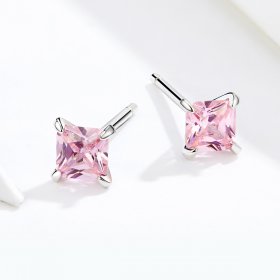 Silver Pink Luck Stud Earrings - PANDORA Style - SCE660