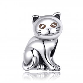 Silver Cute Cat Charm - PANDORA Style - SCC1305