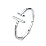 Pandora Style Silver Open Ring, Parallel Lines - SCR555