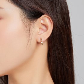 Pandora Style 18ct Gold Plated Hoop Earrings , Shining Diamond - SCE1050-B
