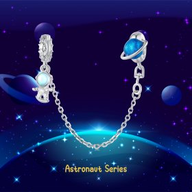 Pandora Style Astronaut and Planet Safety Chain - BSC792
