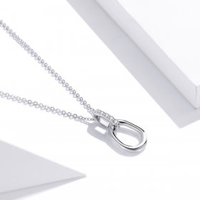 Pandora Style Silver Necklace, Geometric, Enamel - SCN440