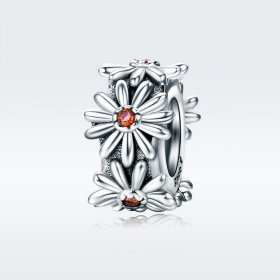 Pandora Style Silver Spacer Charm, Daisy Wreath - SCC598
