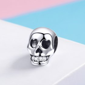Pandora Style Silver Charm, White Skull - SCC965