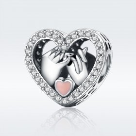 Pandora Style Silver Charm, Our Pinky Promise Forever, Pink Enamel - SCC167