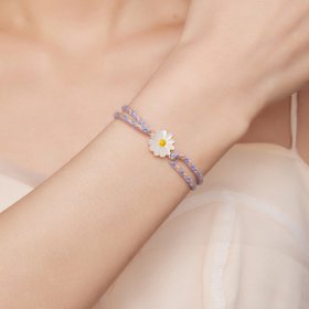 Pandora Style Daisy Cord Bracelet - SCB250