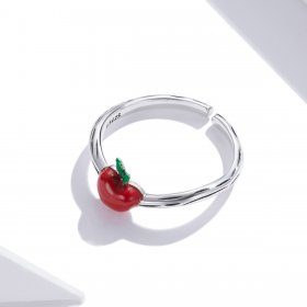 Pandora Style Silver Open Ring, Apple, Multicolor Enamel - SCR708