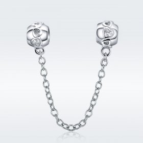 Pandora Style Silver Safety Chain Charm, Cute - SCC736