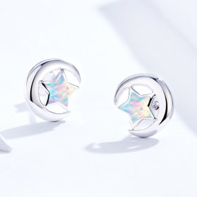 PANDORA Style Opal Moon Stud Earrings - SCE816-A