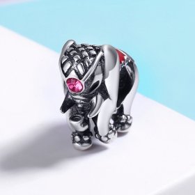 Pandora Style Spacer Charm, Cute Baby Elephant, Magenta Pink Enamel - SCC321