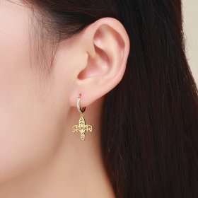 Gold-Plated Iris Hanging Earrings - PANDORA Style - SCE535