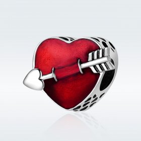 Pandora Style Silver Charm, Valentine's Day First Love, Red Enamel - SCC480