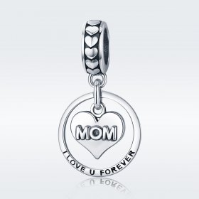 Pandora Style Silver Bangle Charm, Love Mom - SCC649