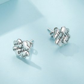 Pandora Style Lucky Clover Studs Earrings - SCE1635