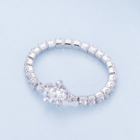 Pandora Style Chain Five Claw Zirconia Ring - BSR411