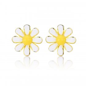 Pandora Style 18ct Gold Plated Stud Earrings, Daisy - BSE203