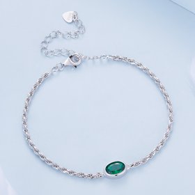Pandora Style Light Luxury Green Zirconia Chopard Bracelet - BSB116