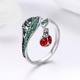 Silver Resting Ladybug Ring - PANDORA Style - SCR310
