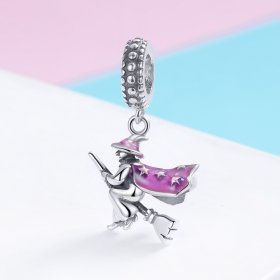 Pandora Style Silver Dangle Charm, Wizard of Oz, Pink Enamel - SCC914