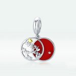 Pandora Style Silver Dangle Charm, Happy New Year, Red Enamel - SCC1718