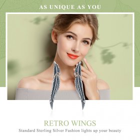 Silver Retro Wings Stud Earrings - PANDORA Style - SCE258