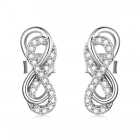 PANDORA Style Infinity Symbols - Double Layer Stud Earrings - BSE542