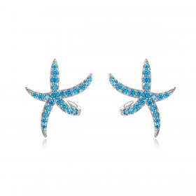 Pandora Style Silver Stud Earrings, Starfish - BSE136